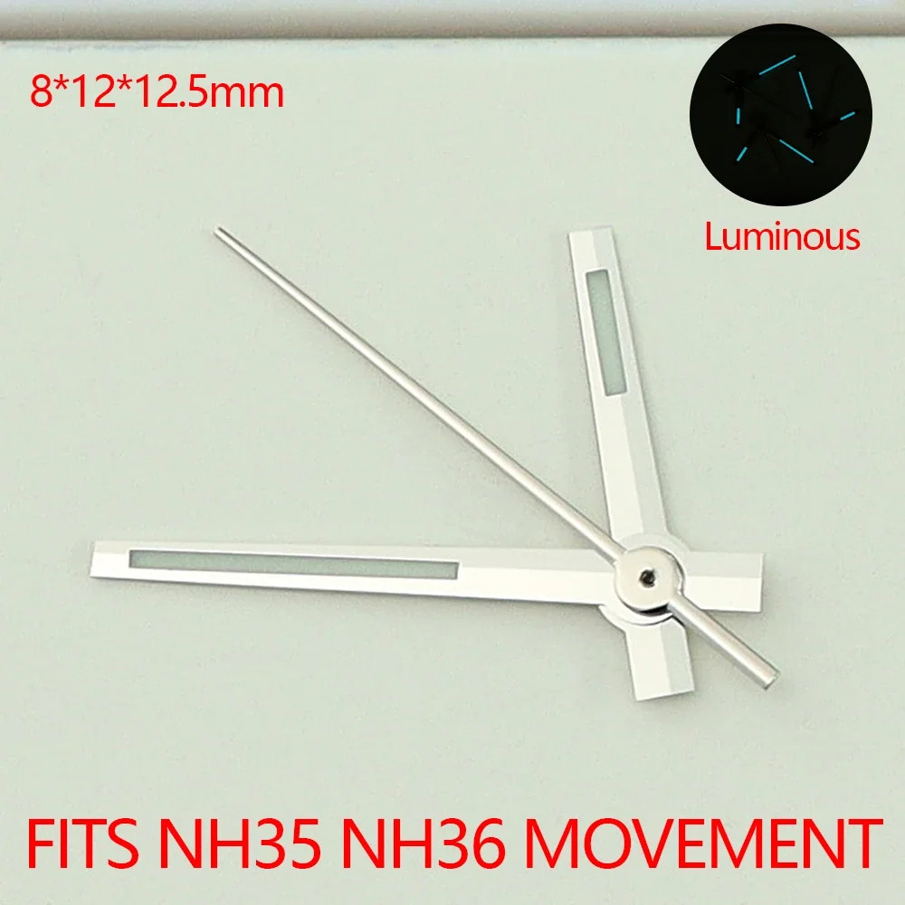8*12*12.5mm C3 Luminous Datejust Watch Hands For NH35 NH36 4R36 Movement