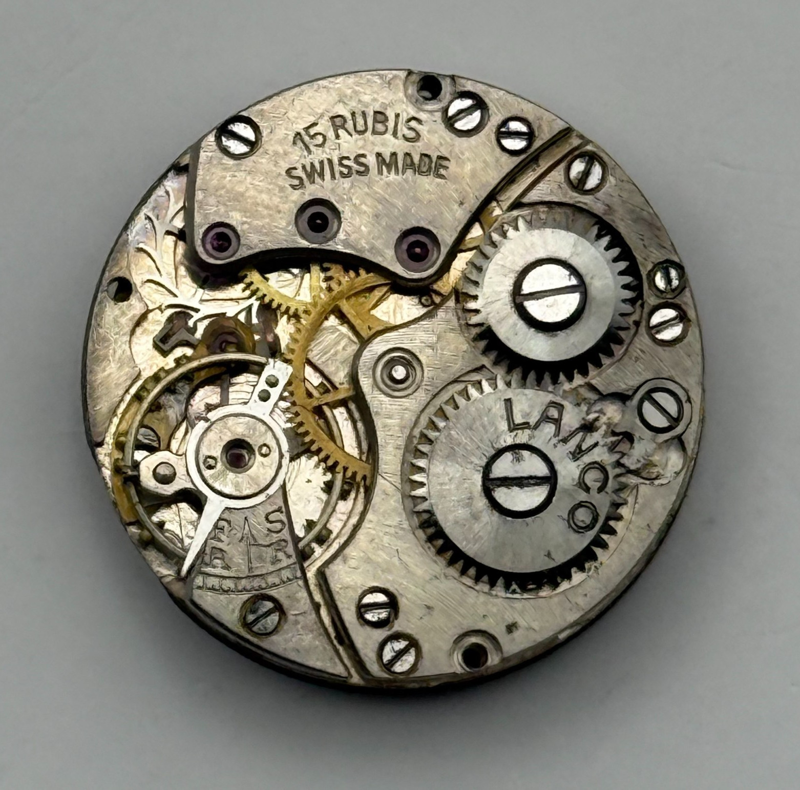 Lanco Watch Movement 15 Rubis Swiss Manual Wind Vintage Parts Repair 19.6mm