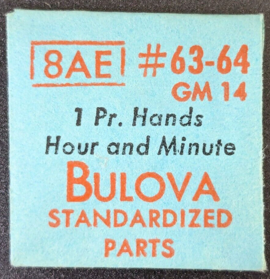 NOS Genuine Bulova 8AE GM 14 Watch Pair of Min/Hr Hands #63/64 Gold Tone Modern