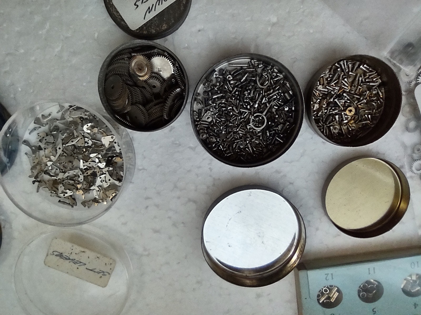 Odd Lot Watch Parts – Mainsprings, Clicks, Screws, Etc.
