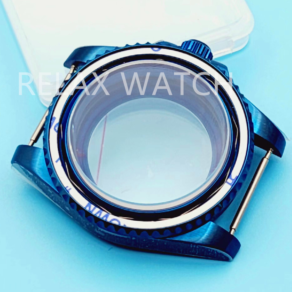 40MM PVD BLUE SS AR Sapphire Glass WATCH CASE FITS NH35 PT5000 ETA2824 Movement