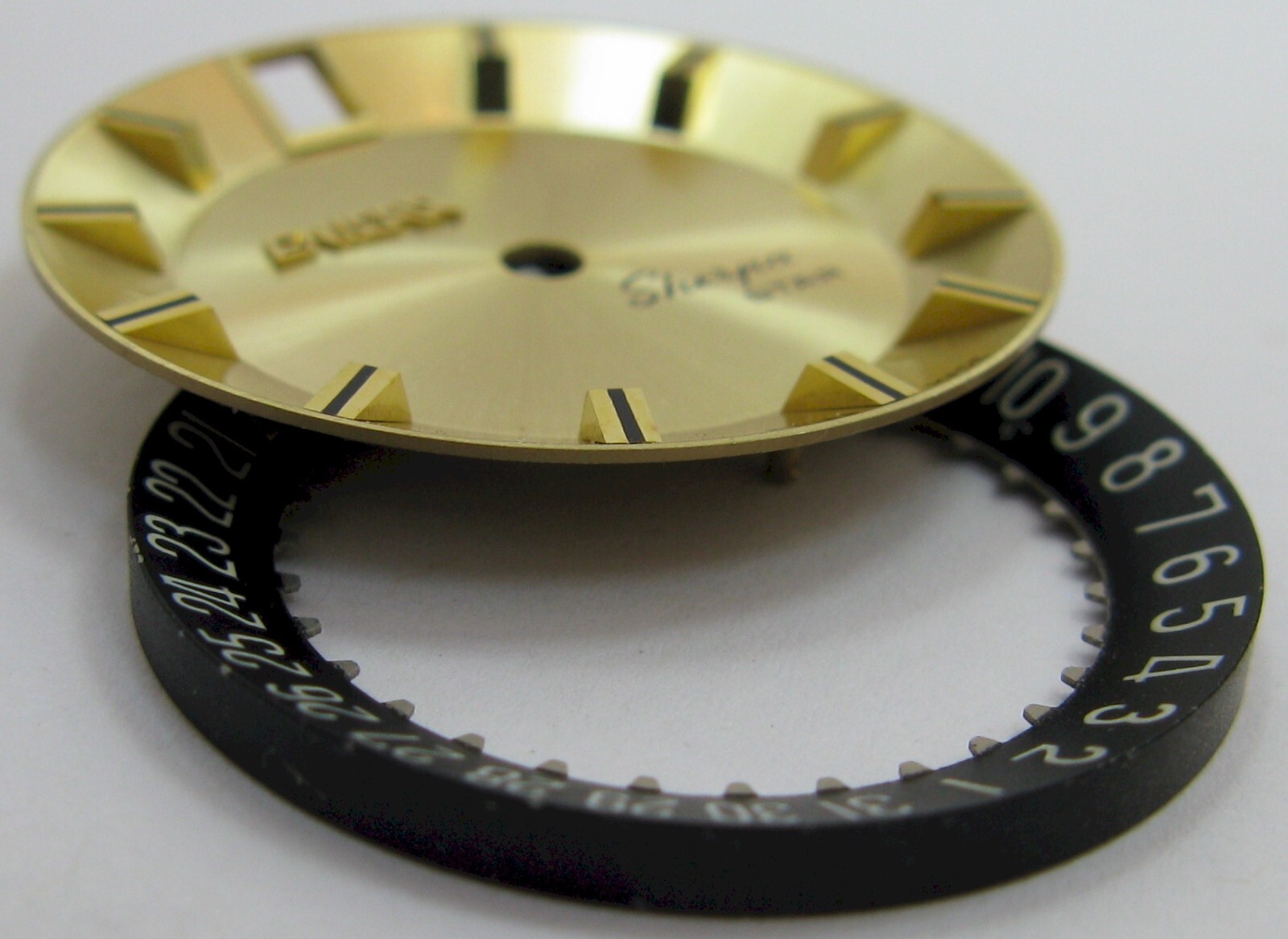 Enicar Sherpa Star fit AR 1145 … watch part: gold dial & calendar disc 12H