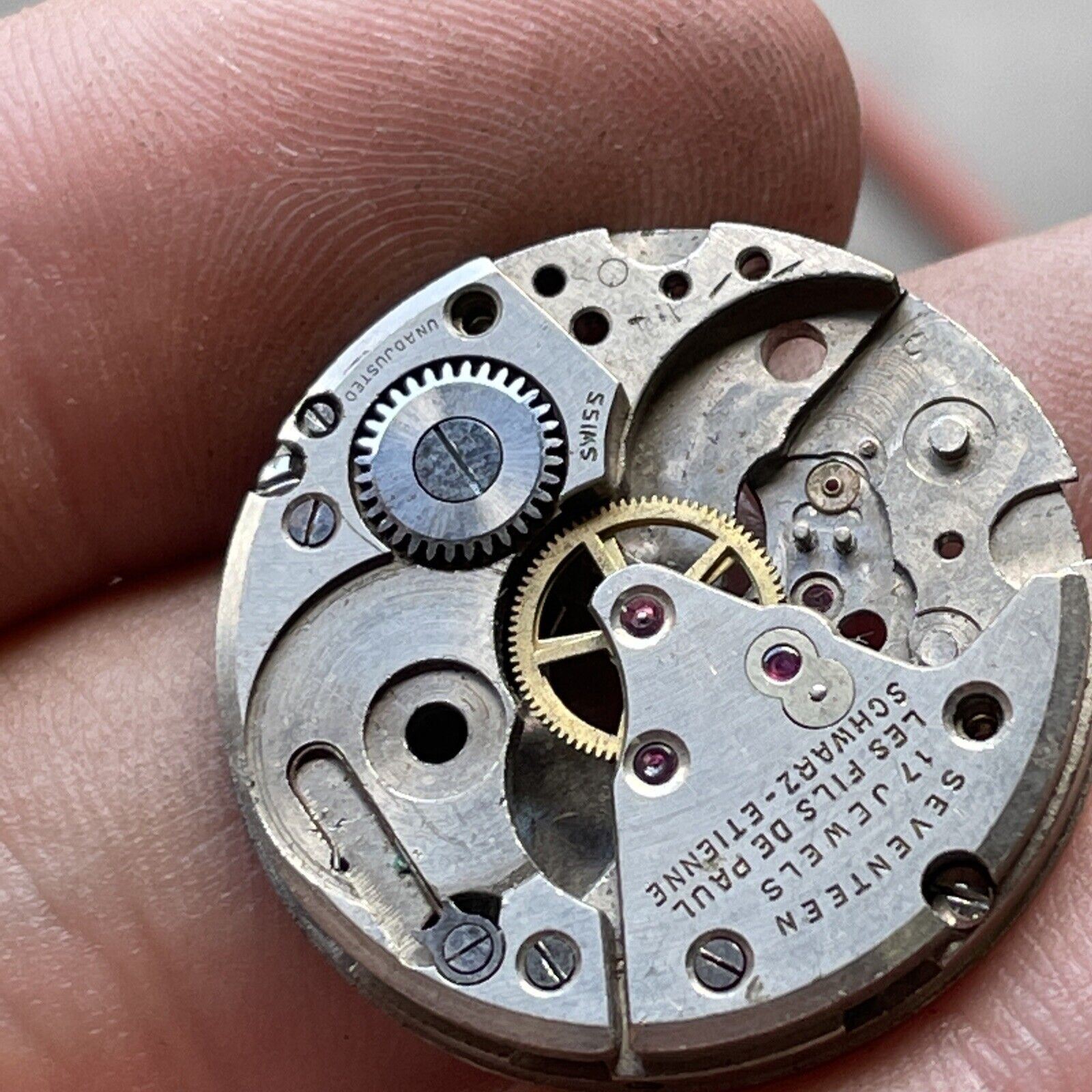 Vintage Schwarz-Etienne Seventeen Jewel Unadjusted Movement