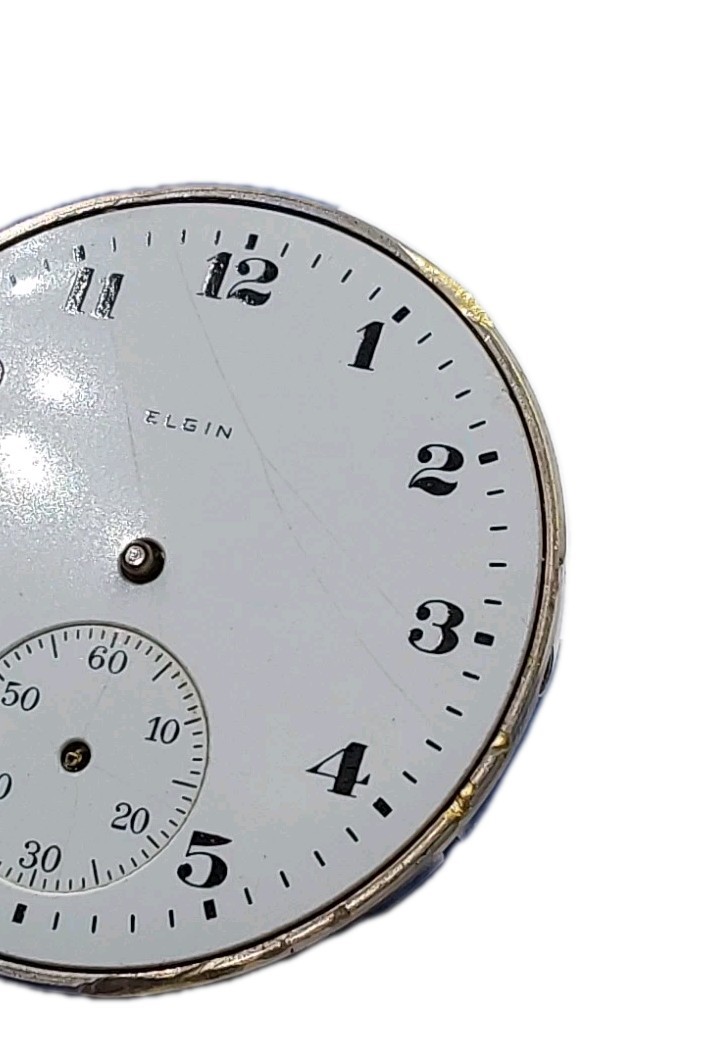Elgin 301 12s Movement Sunk Enamel Dial Pocket Watch Parts 1285