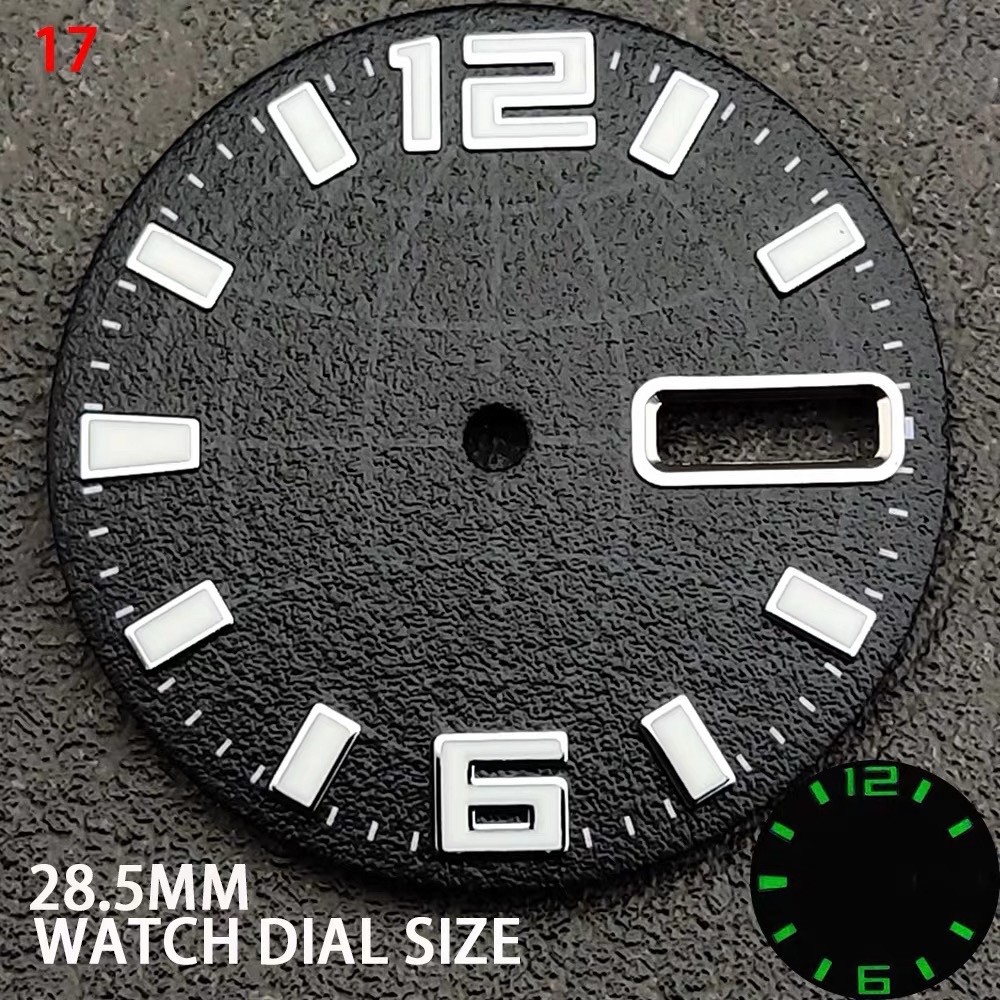 28.5mm Strong Green Luminous Globe Dual Date Watch Dial for NH36