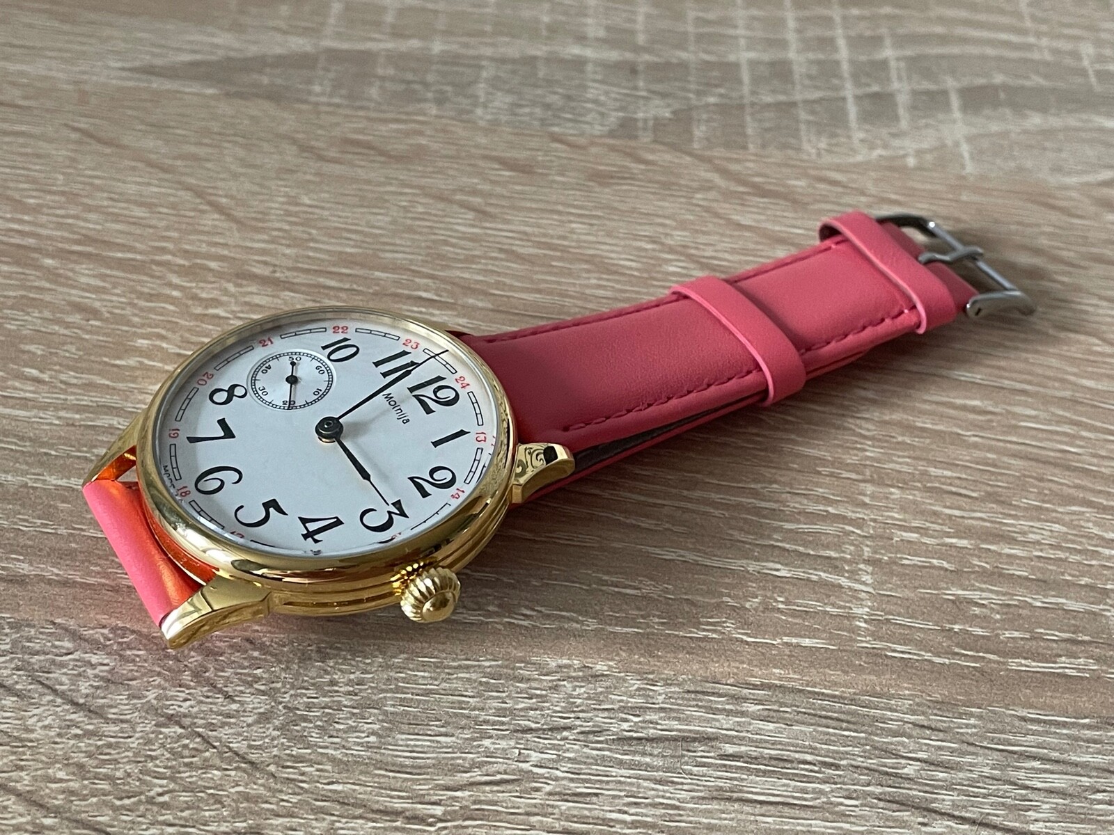 MOLNIA 3602 mechanism USSR steel case nitrid titana mans wristwatch
