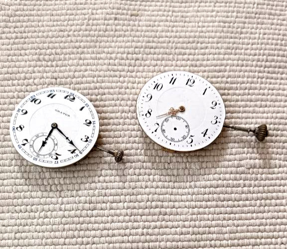 LOT OF 2 EXTRA FINE POCKET WATCH MOVEMENTS ORATOR AND OTHER FOR REPAIR /PARTS