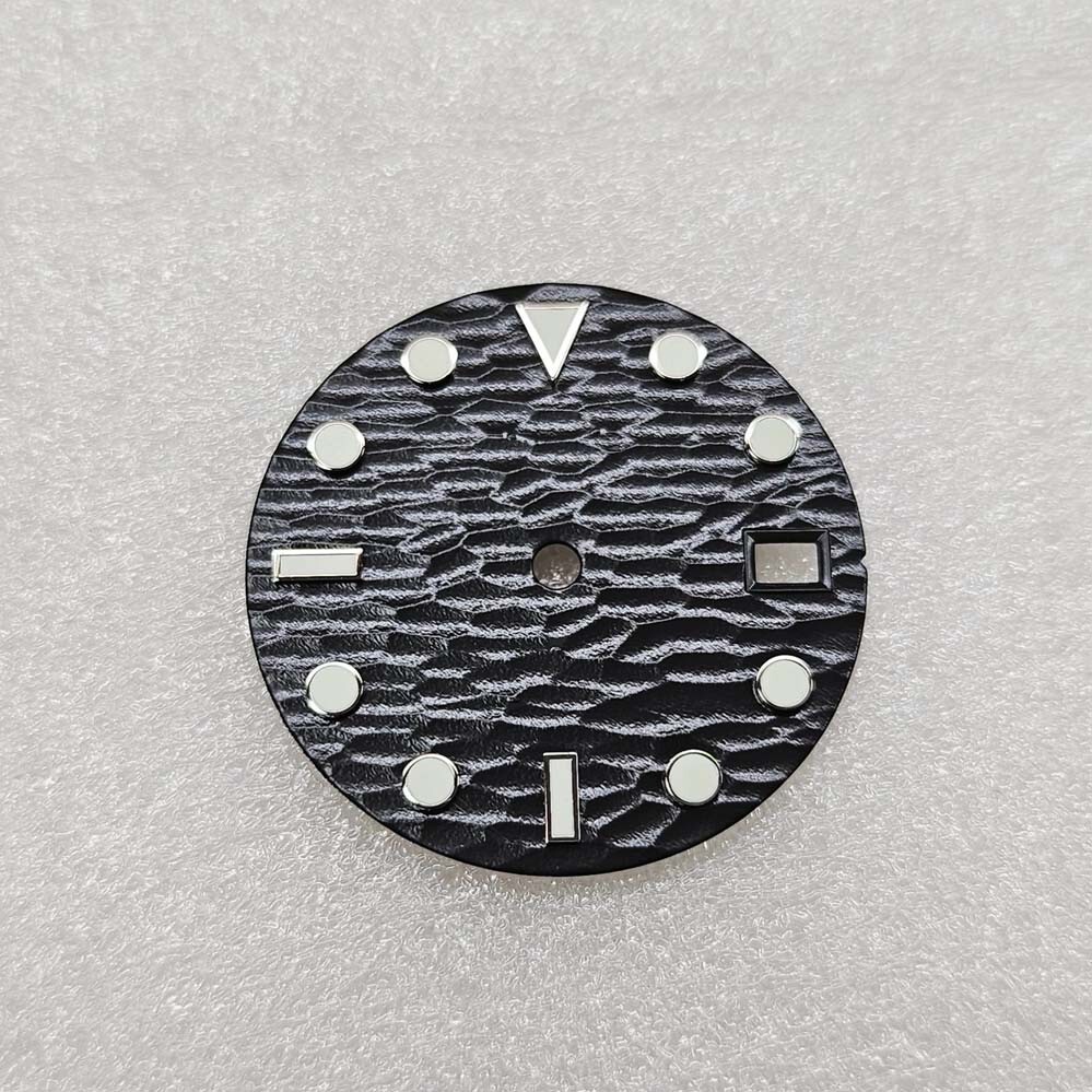 New 28.5MM Sea Waves Luminous Metallic Watch Dial Date for NH35/36