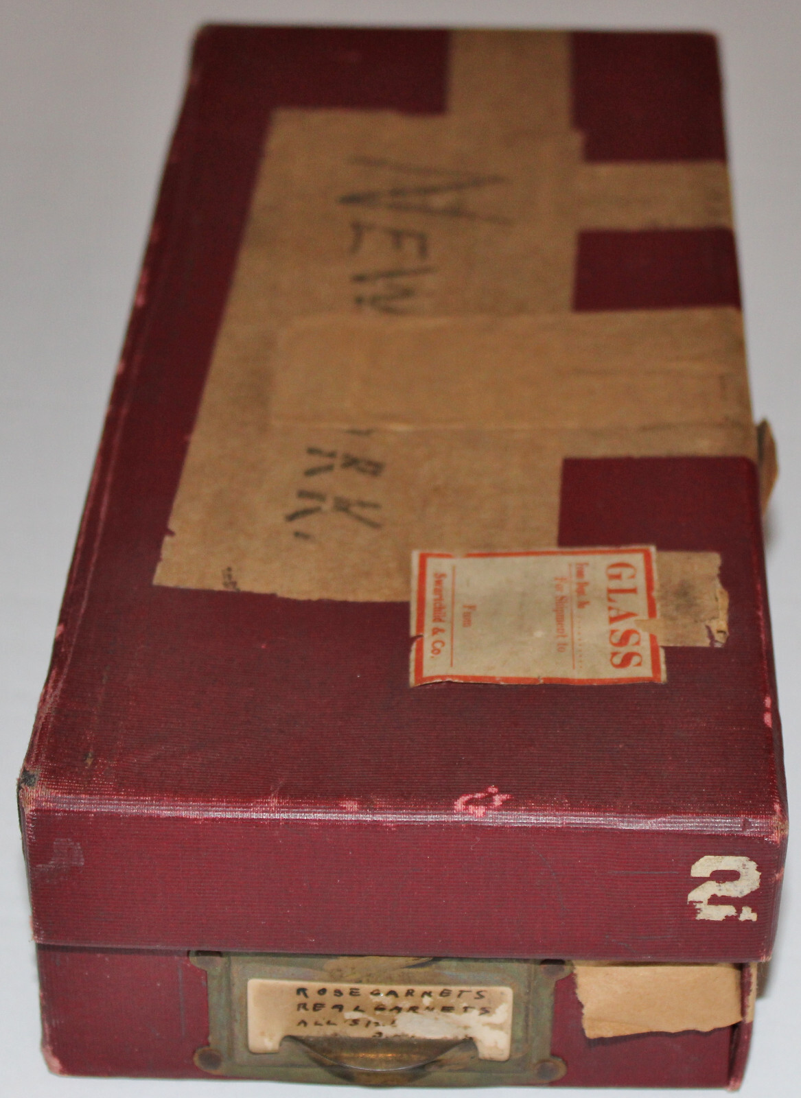 Vintage SWARTCHILD & CO. NY NEW YORK BURGUNDY 10.5×4.5×2.25 BOX M4