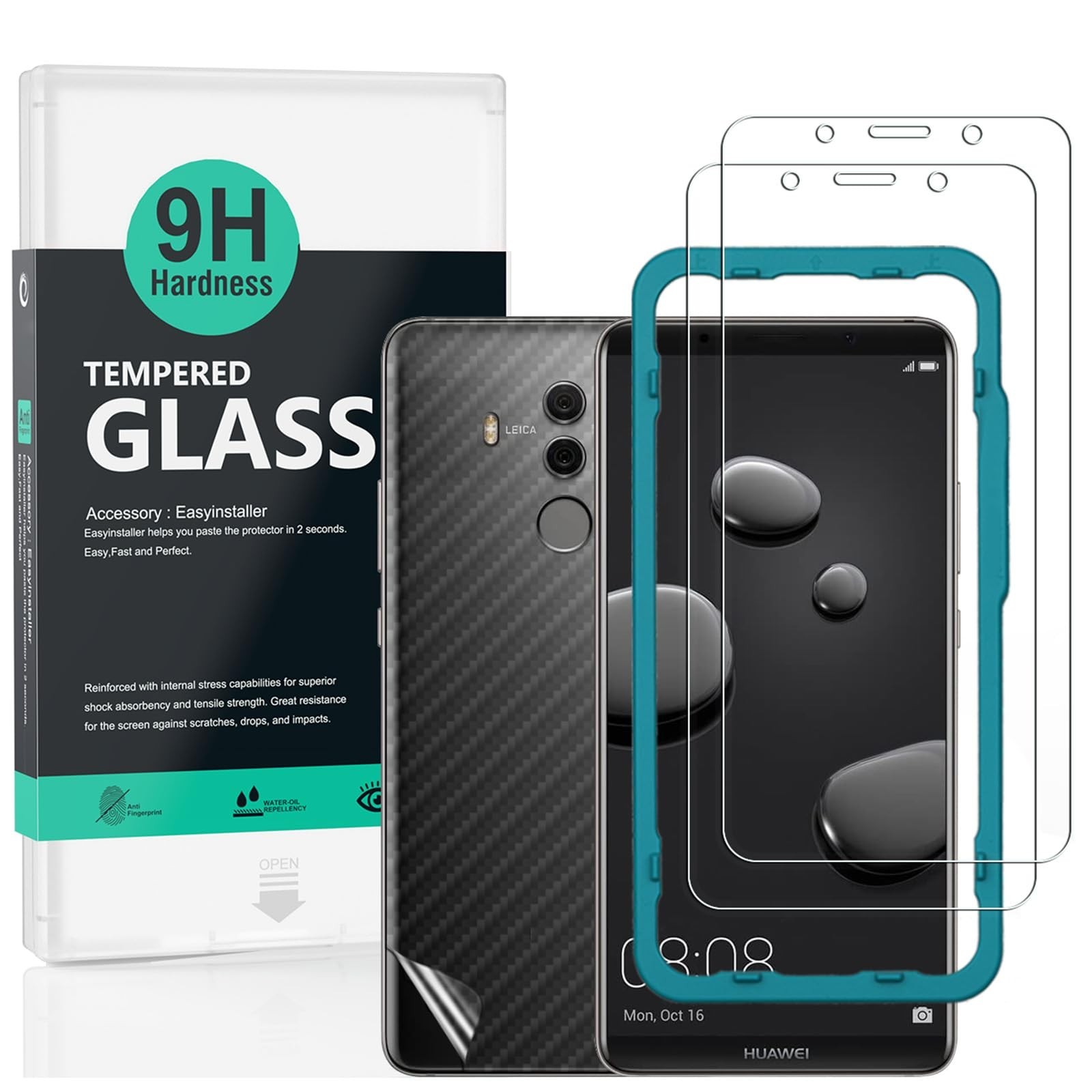 Ibywind Screen Protector For Huawei Mate10 Pro,with 2Pcs Tempered Glass,1Pc B…