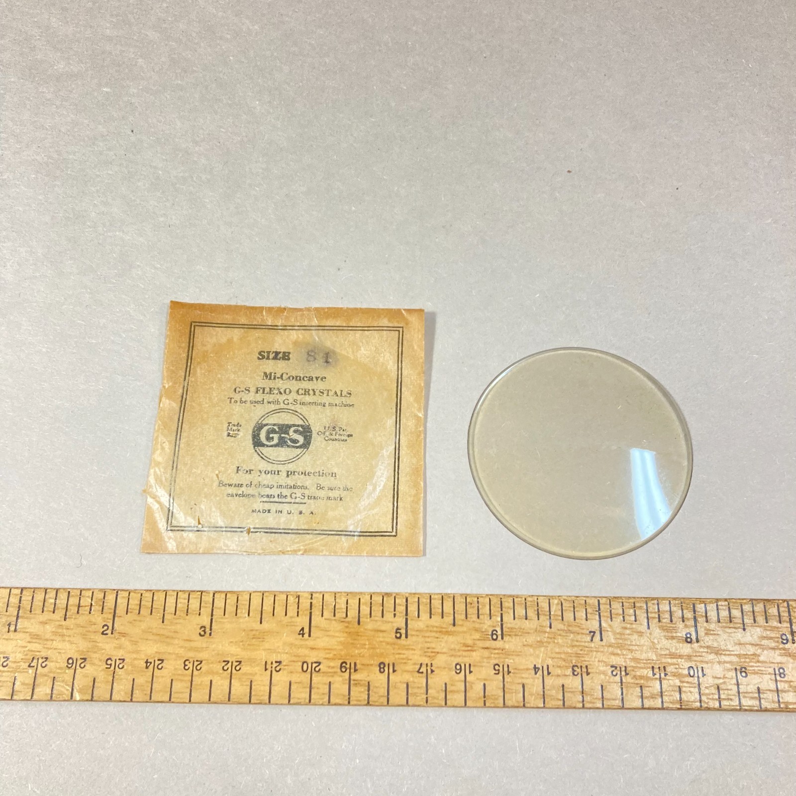 Vintage G.S. Flexo Plastic Crystal 2 1/2″ Size 81 Watch Repair USA