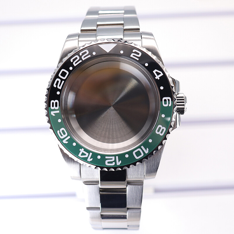 40mm Watch Case+Oyster Bracelet GMT Two Color Ceramic Bezel For nh35/36 Movement