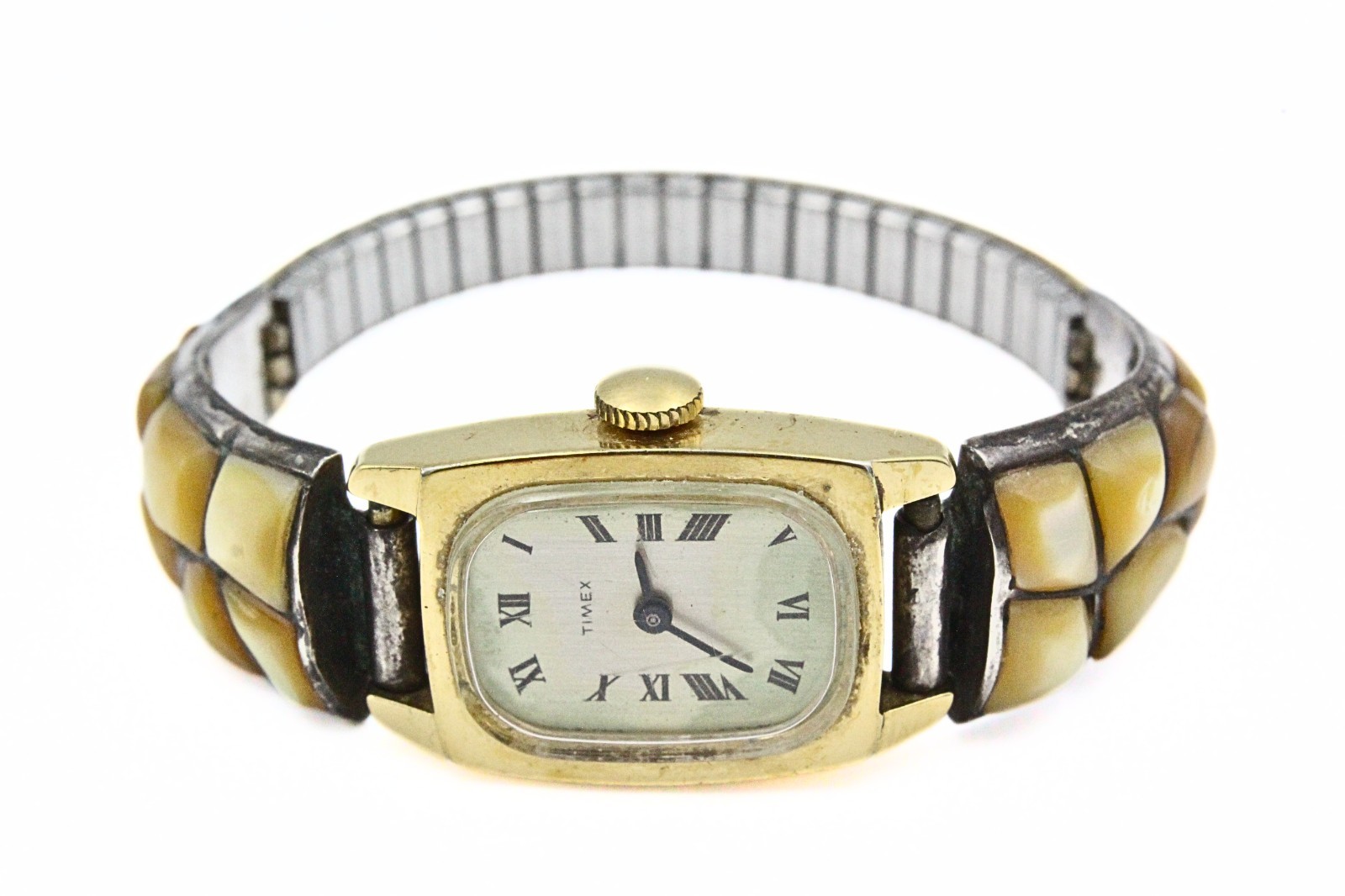Betty Martinez Marked Sterling Silver Cobblestone MOP Navajo Watch Tips