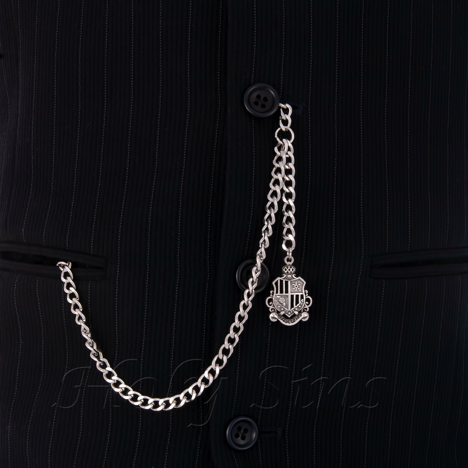 Peaky Blinder s Silver Colour Single Albert Pocket Watch Chain With Pendant 152