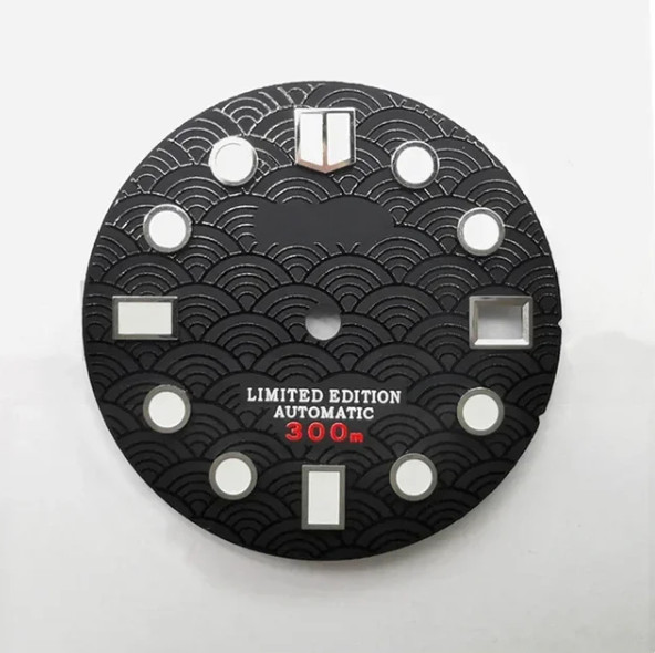 28.5mm Watch Dial Fish Scale Pattern Green Blue Lume Fit Nh35/36 4R Movement