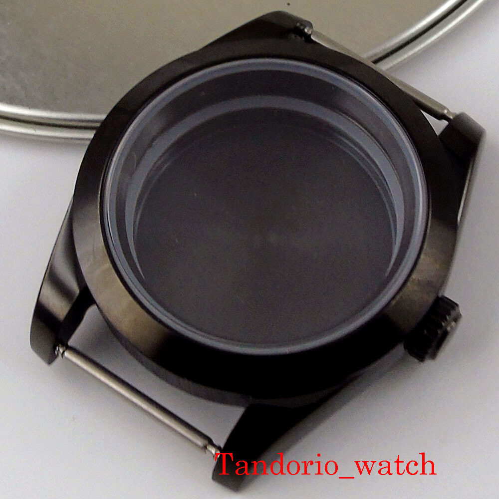 36mm Black PVD Plated Polished Watch Case Sapphire Glass For NH35 NH36 MIYOTA