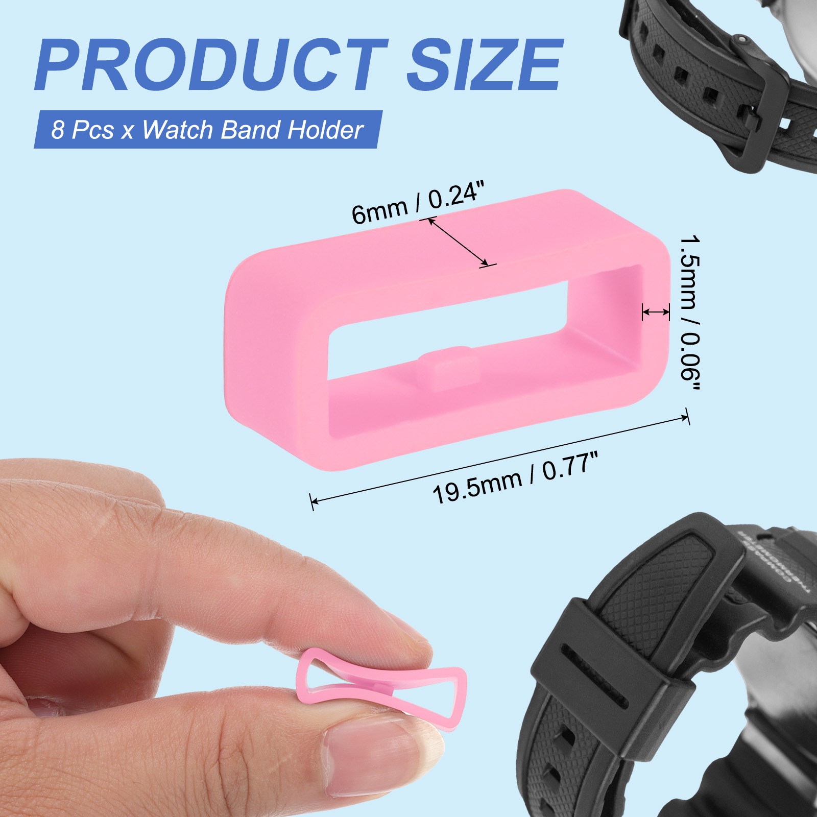 8 Pcs Watch Band Holder Loop, 16mm Universal Watch Replacement Band, Pink