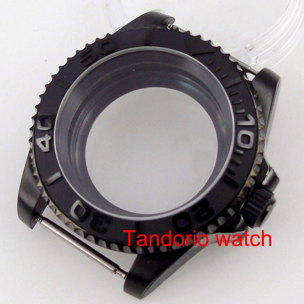 40mm Sapphire Glass Ceramic Bezel Chapter Ring Watch Case Fit for NH35 NH36 2824