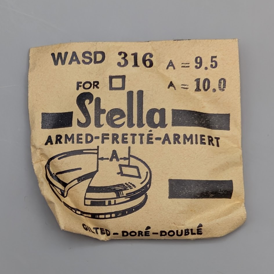 NOS Stella WASD 31.6mm Watch Crystal Gold Armored Ring Date Window