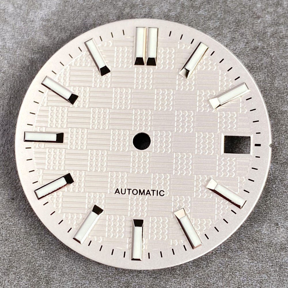 28.5mm Black White Blue Texture Luminous Watch Dial For NH35 NH36 Movement