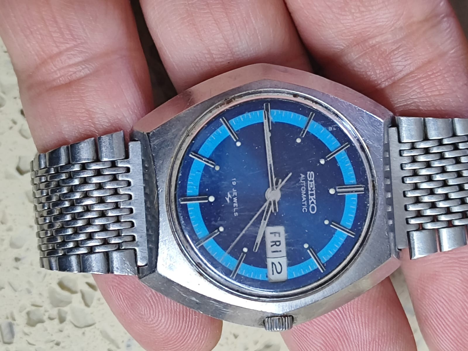 1974 Vintage SEIKO 7006-7180 Watch Blue Dial WORKING