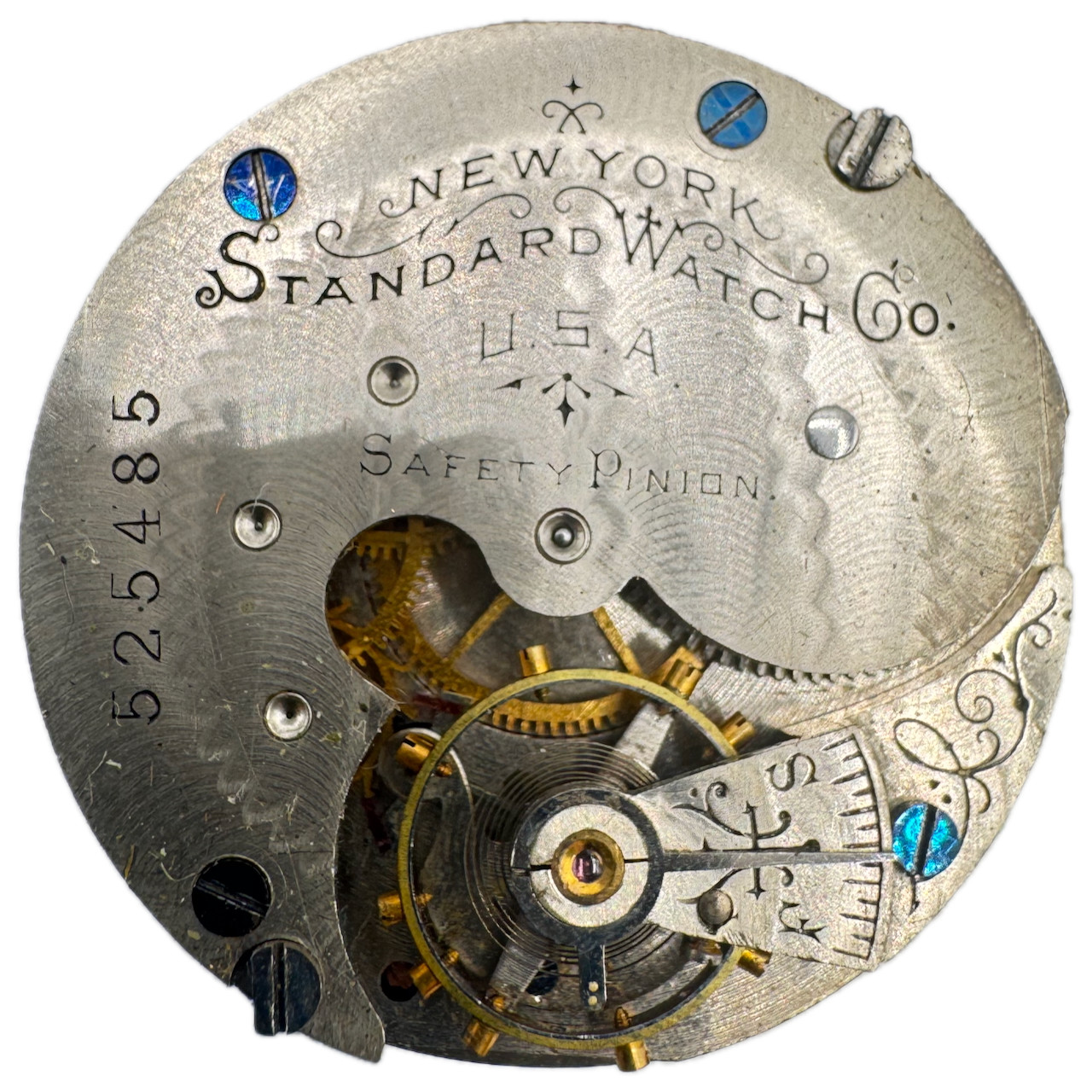 Antique 6s 1892 New York Standard 11 Jewel Pocket Watch Movement 48 USA