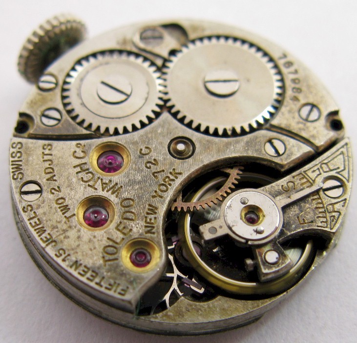 vintage Toledo New York Watch 15 jewels 2 adjustments watch movement for parts