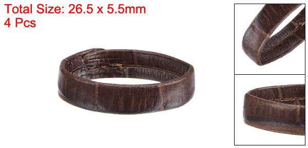 4pack PU Leather Loops Retaining Ring for 22mm Width Watch Band Dark Brown