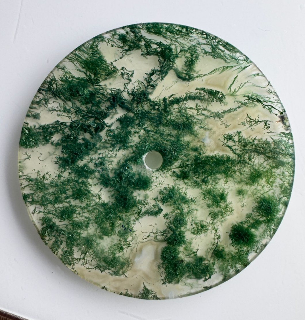 Moss Agate Watch Dial, 31.5mm Round Stone Disc for Jewelry Making GMC-310