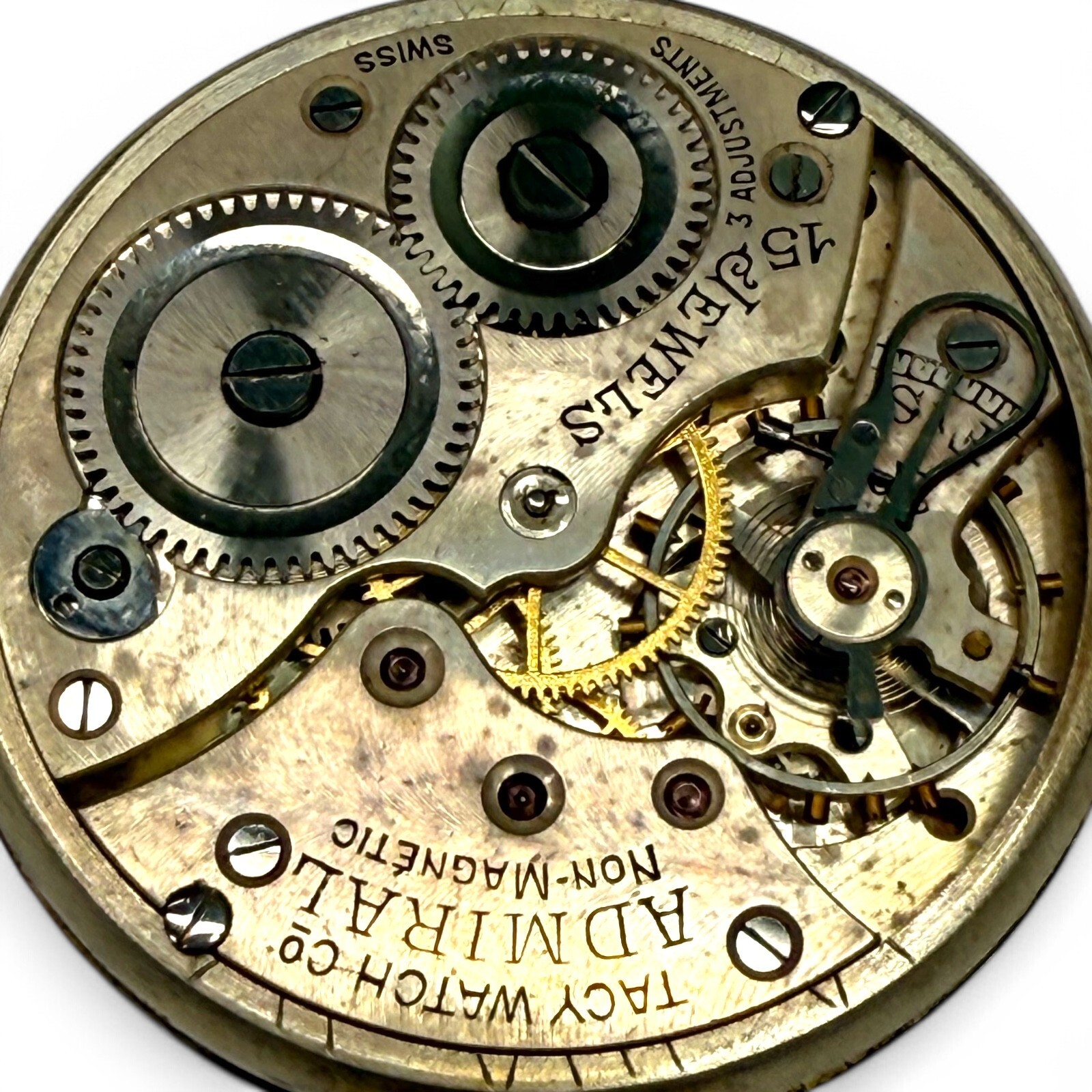 Vintage Tacy Watch Co. Admiral Pocket Watch Movement – 15 Jewels – Swiss