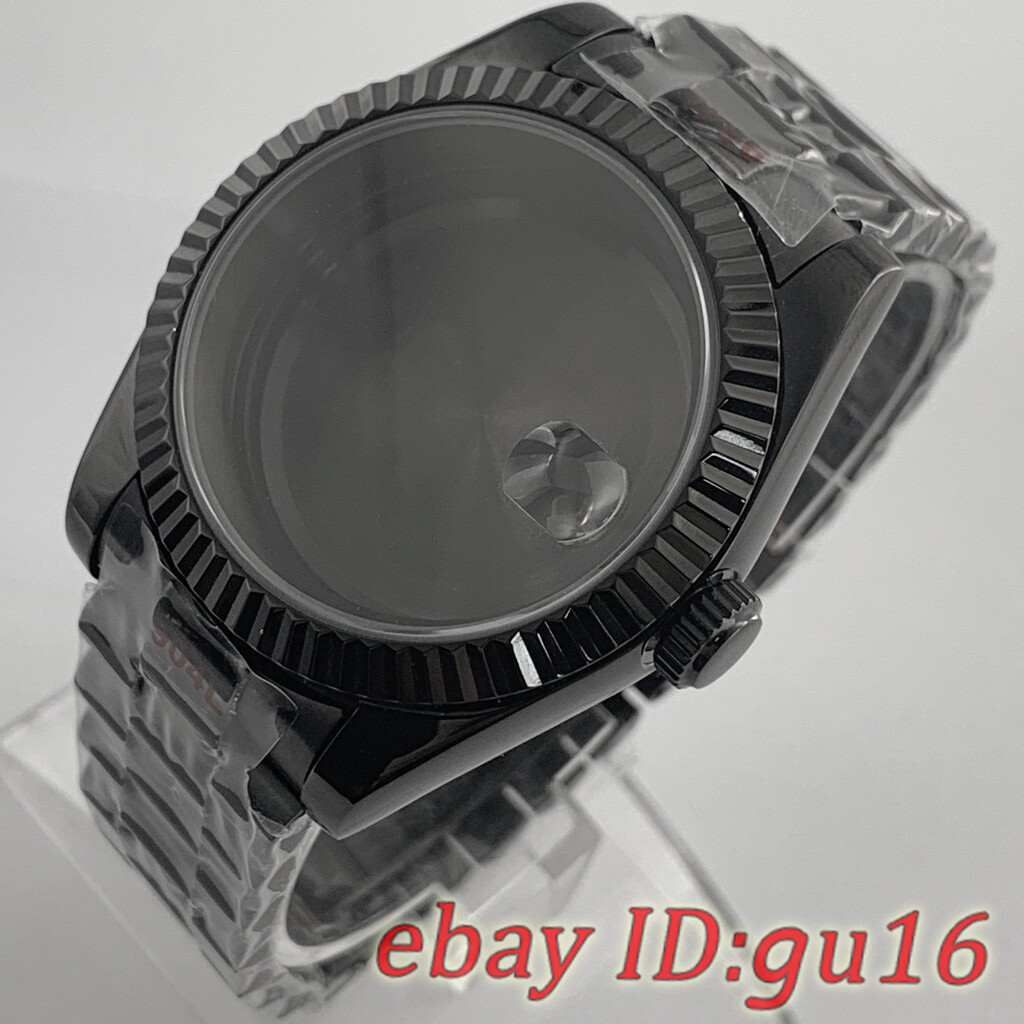 36mm/40mm Black Watch Case President Strap Fit NH35 NH36 Miyota8215 ETA2836/2824