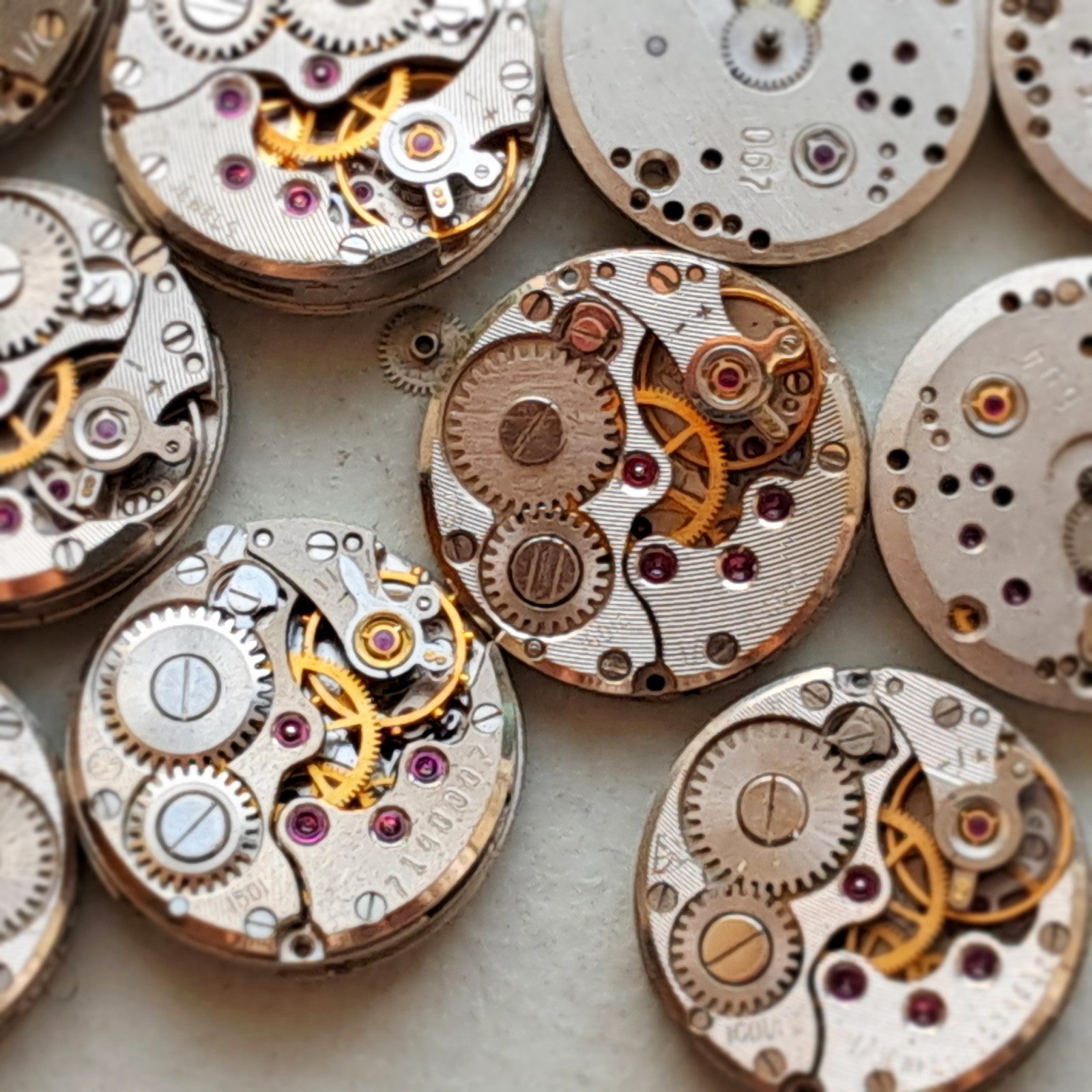 Lot of 10 CHAIKA Watch Movements 16mm USSR | Vintage Mechanical Parts Steampunk
