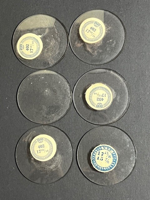 LOT OF 6 GLASS POCKET WATCH CRYSTALS SIZE 17 ALL THICK REPLACEMENT PARTS