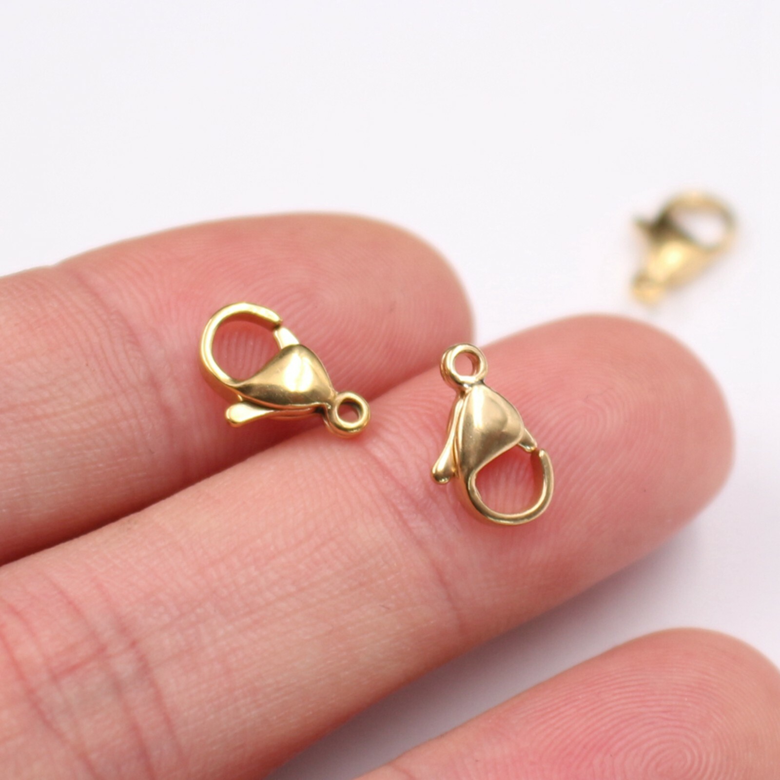 HOT Polished Stainless Steel Lobster Clasps Trigger Claw Fastening gold tone