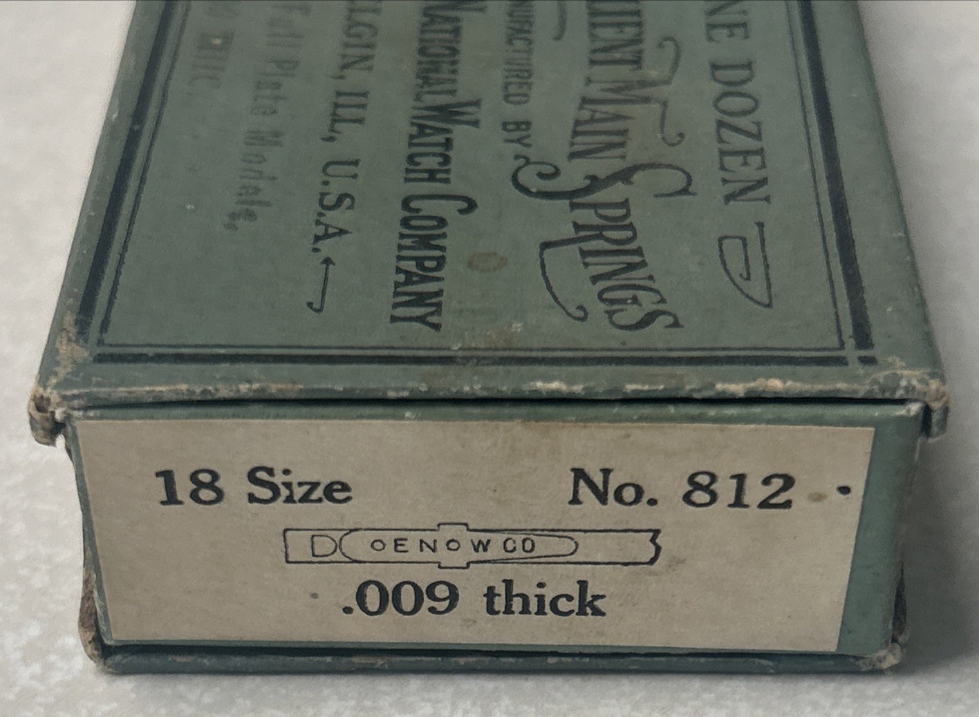 Vintage ELGIN National Watch Co. One Dozen 18 Size No. 812 Mainspring EMPTY BOX