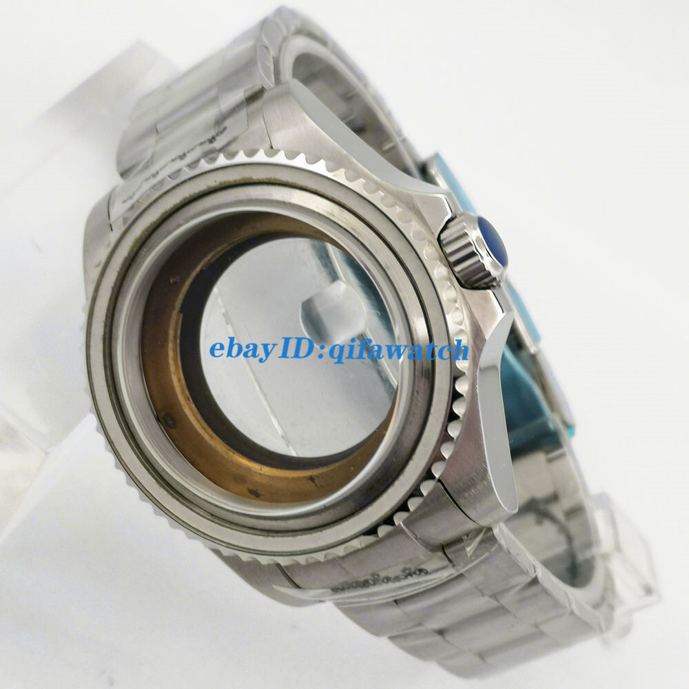 43mm silver watch case Fit NH35 NH36 ETA 2836,Miyota 8215 821A,DG2813/3804