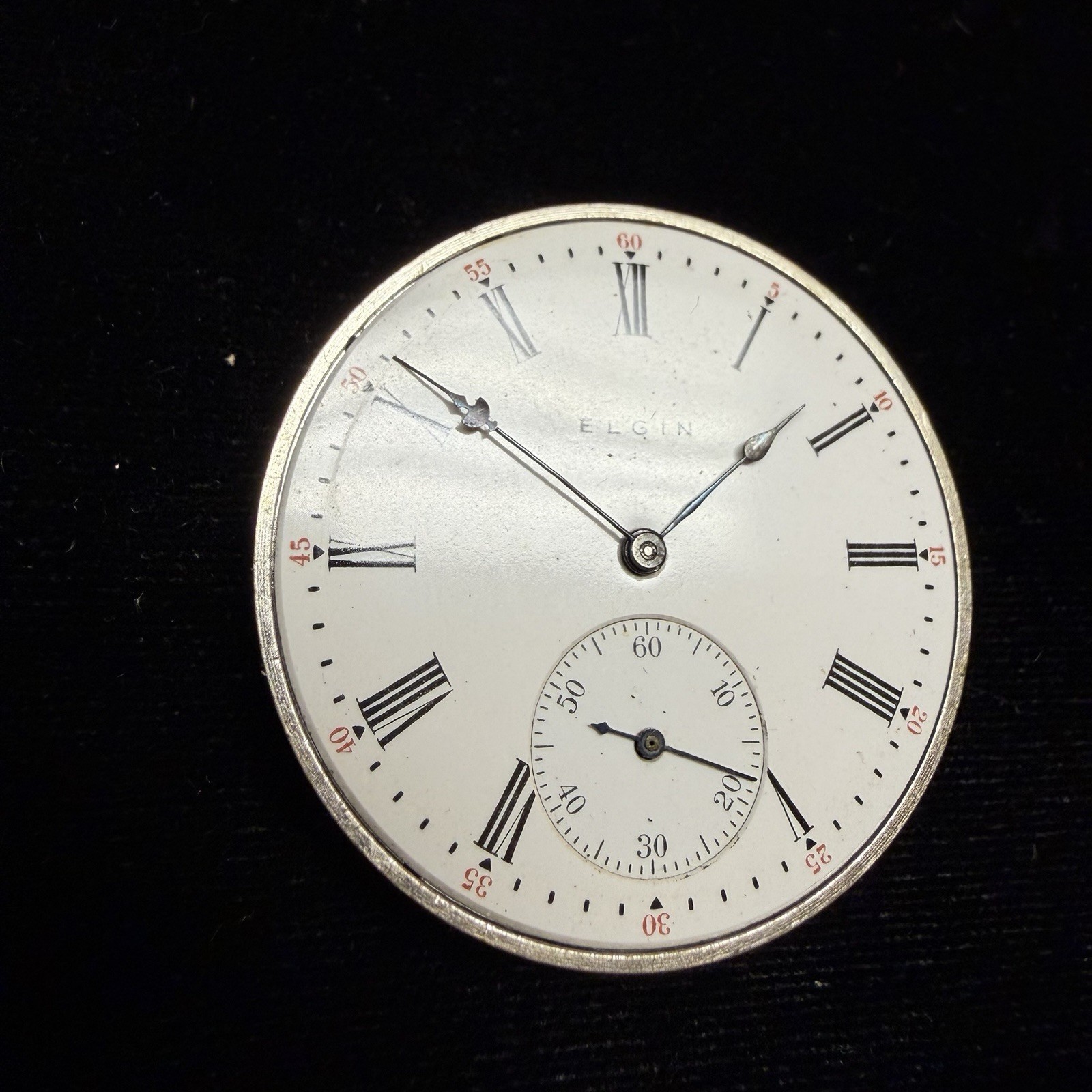 Vintage Elgin Grade 301 12s 7J Pocket Watch Movement & Dial For Parts Or Repair