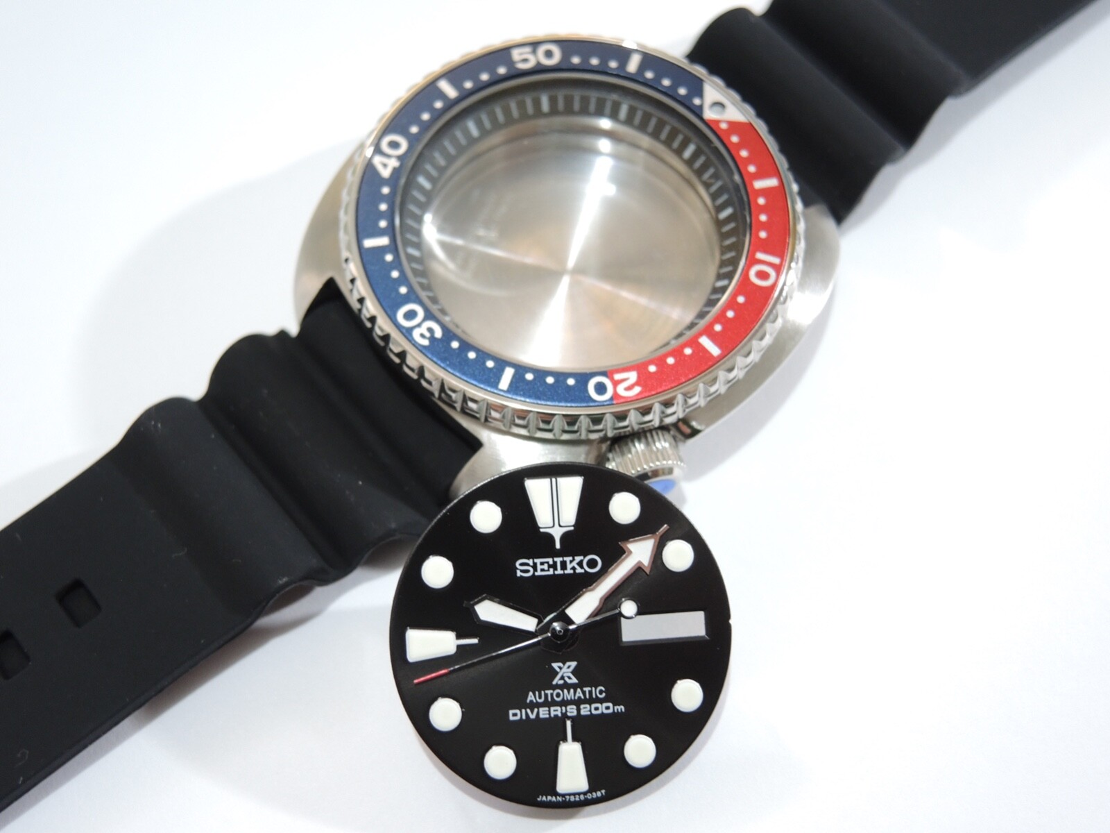 NEW STAINLESS A.M CASE KIT DIVERS TURTLE PEPSI SRP779 AUTOMATIC 4R36-04Y0 WATCH