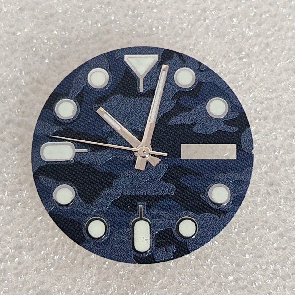 28.5mm Blue Camo Dial Day Date Lume Hands Set Fit Auto Mod Part