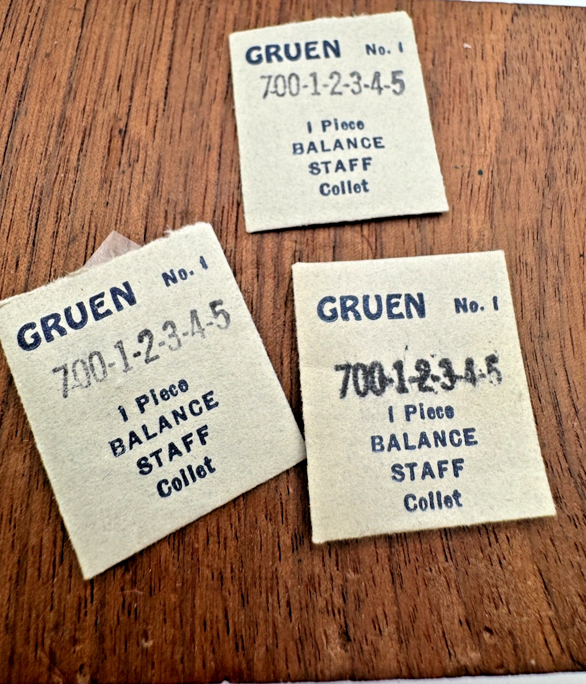 Lot X 3 Gruen 700-1-2-3-4-5 #1 Balance Staff NOS in Orig Pkg watch maker parts