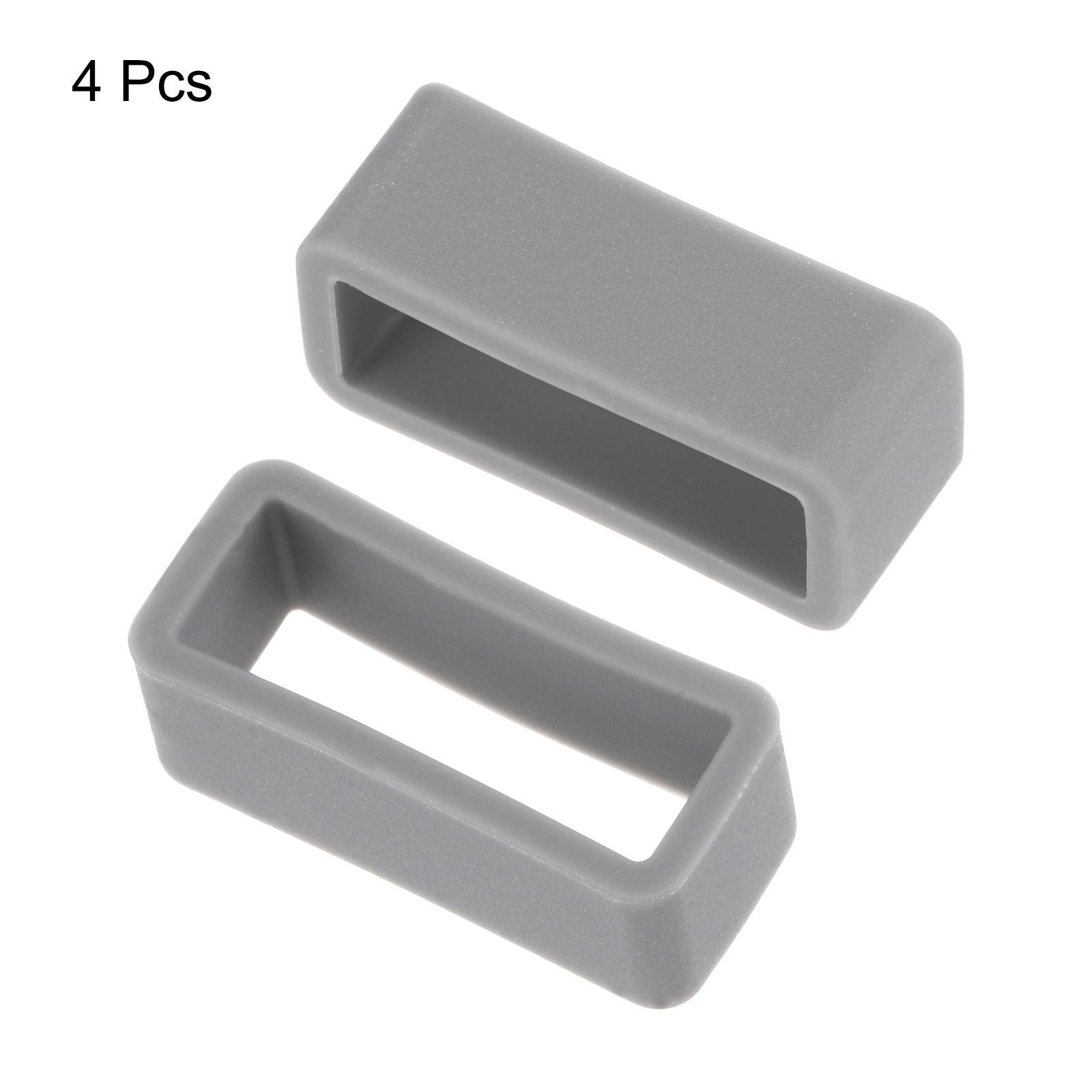 Watch Band Strap Loops Silicone for 19mm Width Watch Band, Deep Gray 4 Pcs