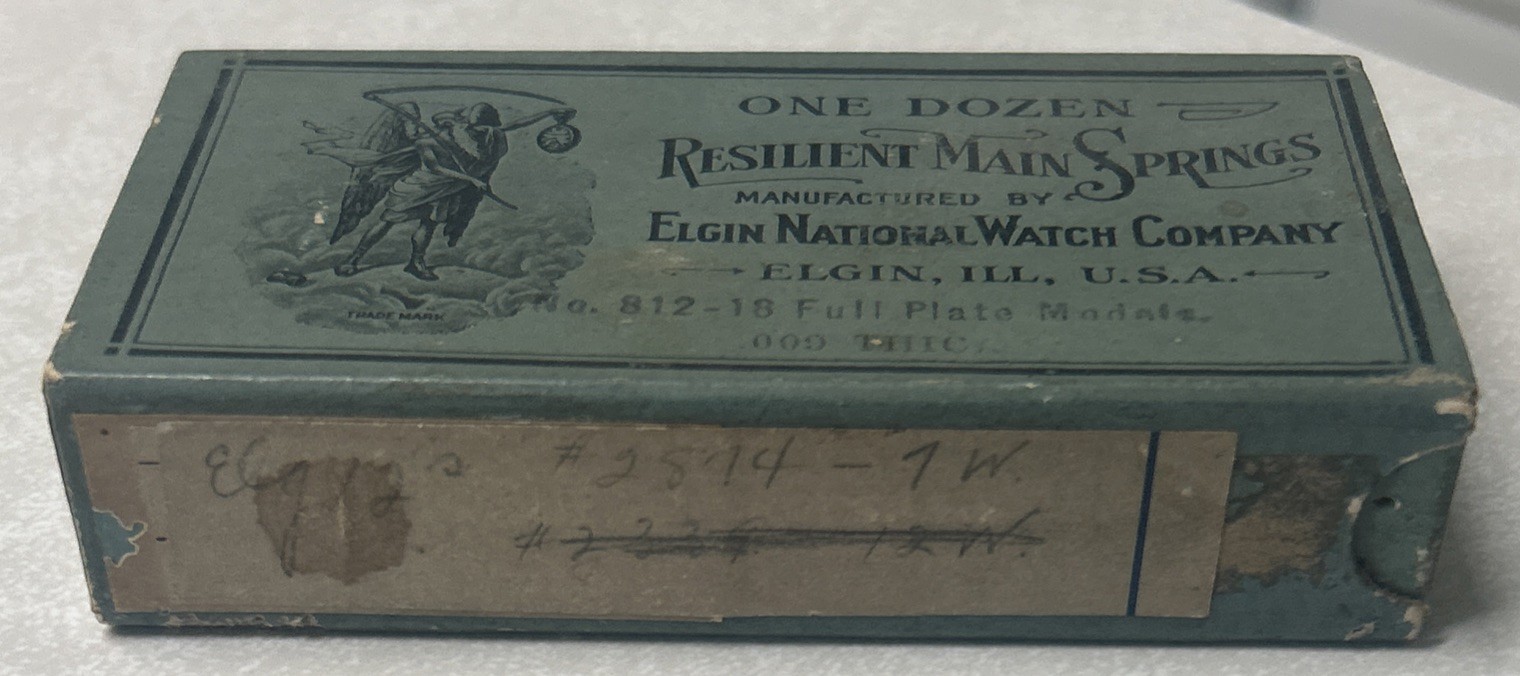 Vintage ELGIN National Watch Co. One Dozen 18 Size No. 812 Mainspring EMPTY BOX