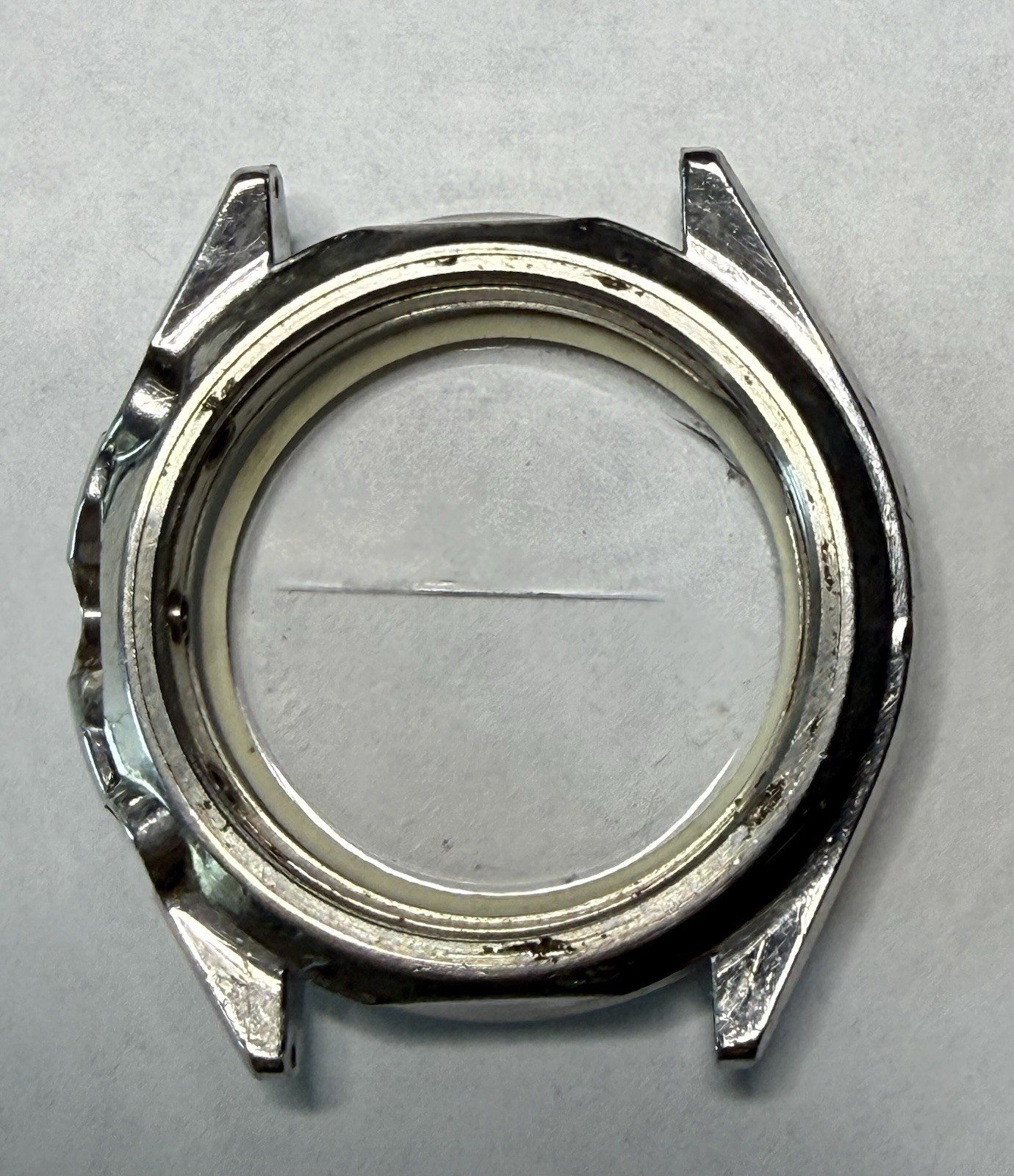 Seiko 6139 6040 Watch case, black bezel, white inner, crystal Parts