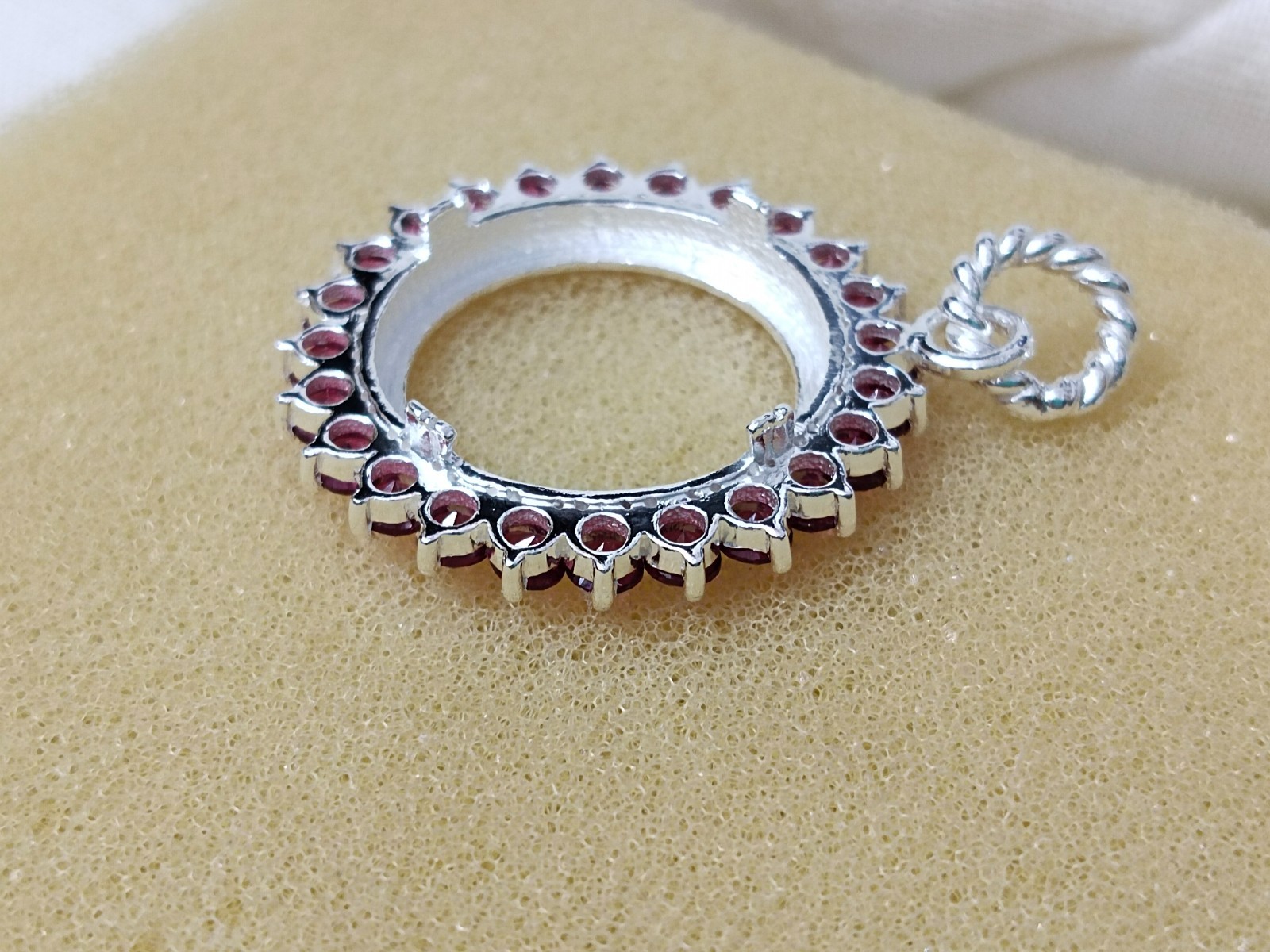 925 Sterling Silver Round Blank Bezel Pendant setting prong Cubic pink CZ Tools