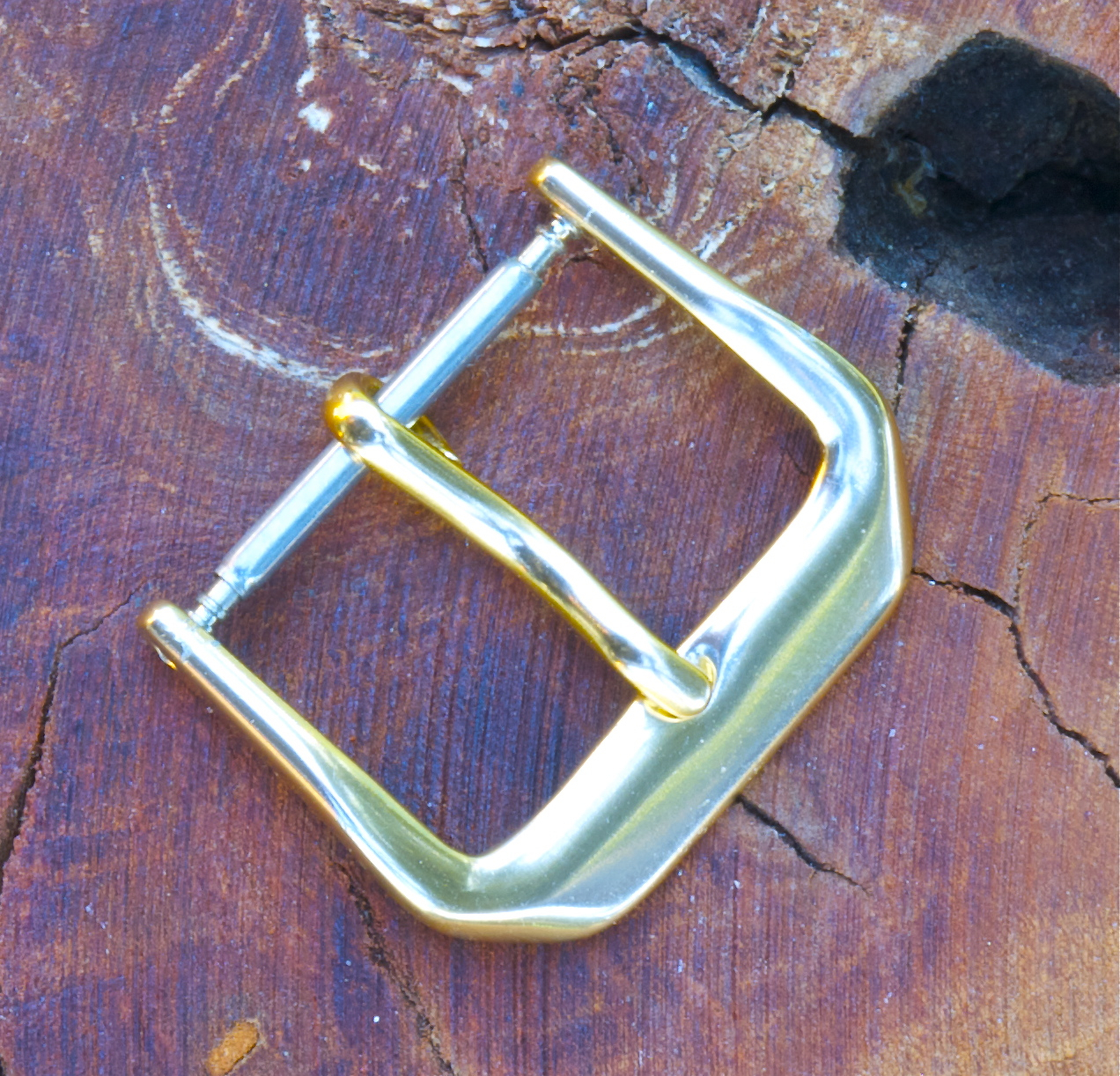 Light yellow gold-plated 1950s vintage watch buckle 16.5mm cut corners design