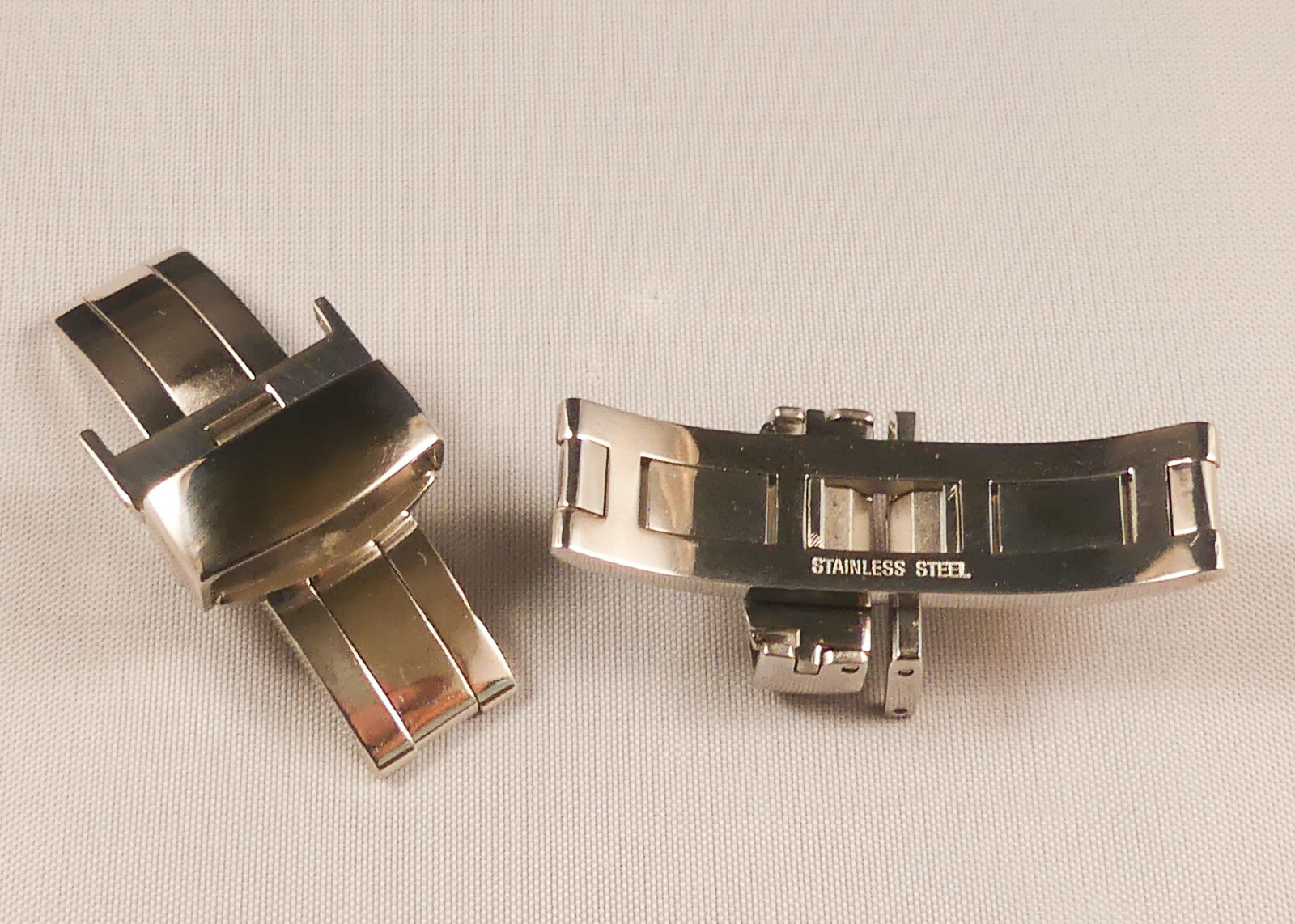 14mm Polished Stainless Steel BUTTERFLY Deployant Clasp Buckle