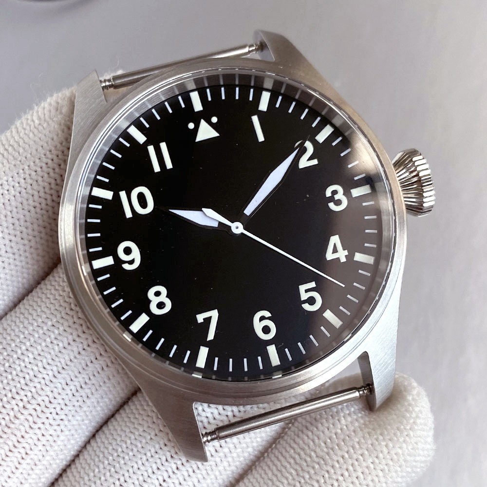 NH35 Pilot Watch Case 43mm for NH36 NH38 PT5000 ETA2824 Sapphire 200M Waterproof