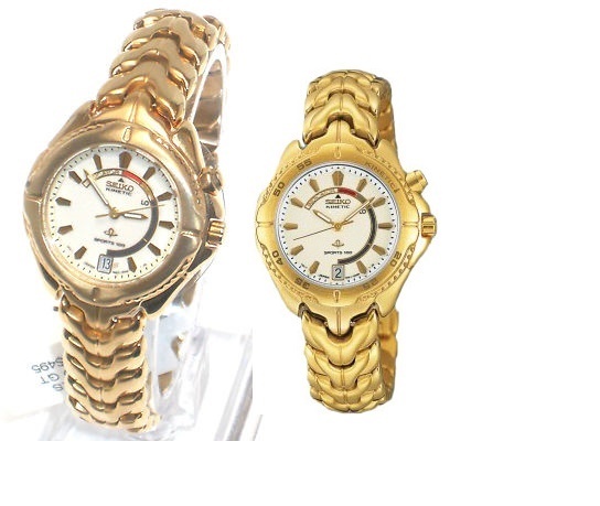 Seiko Windward Kinetic Womens Watch Gold Tone Link SWP170