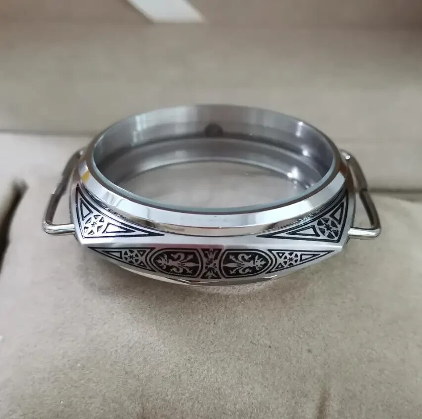 47mm Watch case 604 style Carving pattern 316L stainless steel For Watch