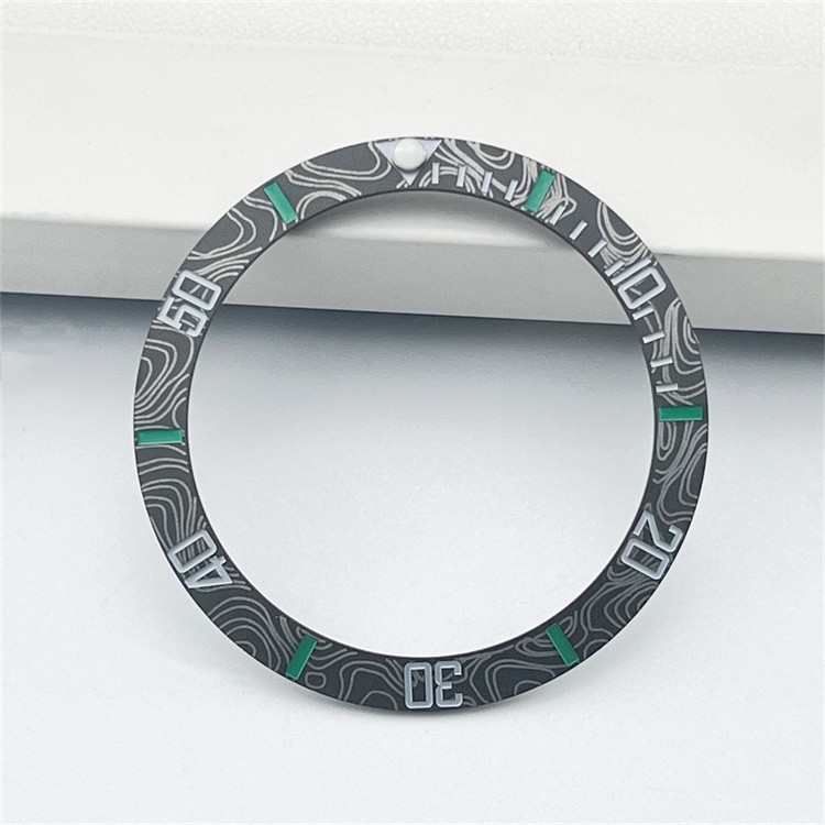 SUB Carbon Brazed Vitrified Ceramic Ring BGW9 Lume Watch Bezel Size 38mm